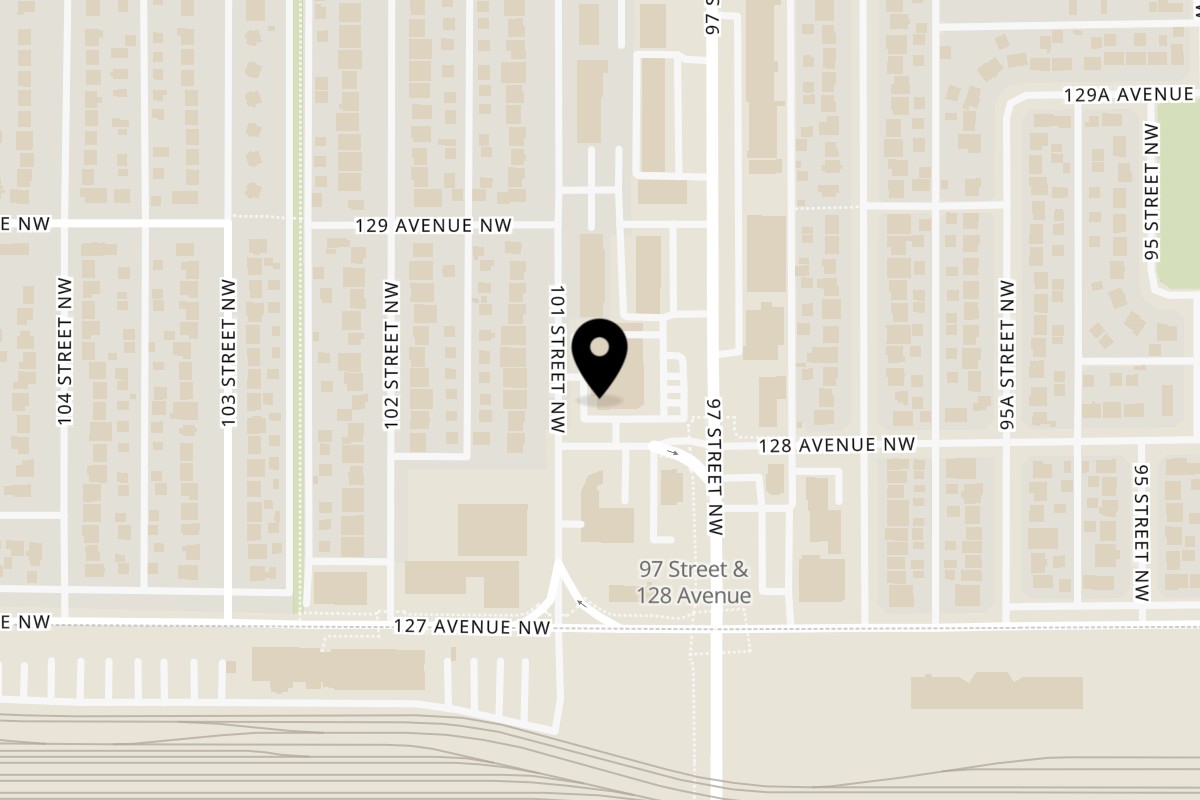 Map showing the location of Alhuda Pita Bakery & Restaurant on 12810 97 Street Northwest in Edmonton